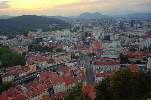View on Ljubljana old town from the castle Ljubljana castle, Ljubljana old town, Ljubljana castle funicular, Slovenian castles, Things to do in Ljubljana, Travel to Slovenia, Slovenia travel, traveling to Slovenia, places to visit in Slovenia